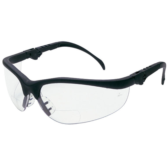 Crews KB85K3H25 2.5 Magnification Safety Glasses- Clear Lens - Black Frame KD3 Style