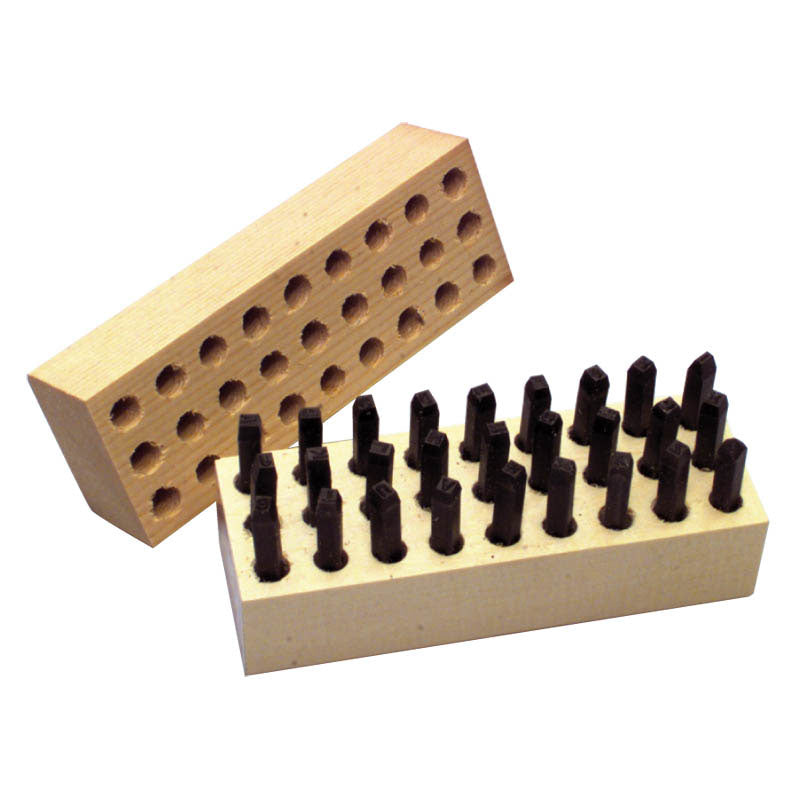 Young Bros. KF506278 Letter Stamps A - Z - 1/4" Type Size - Plus Period Industrial Strength Steel Hand Stamps-9/16" Square x 3 1/8" Length