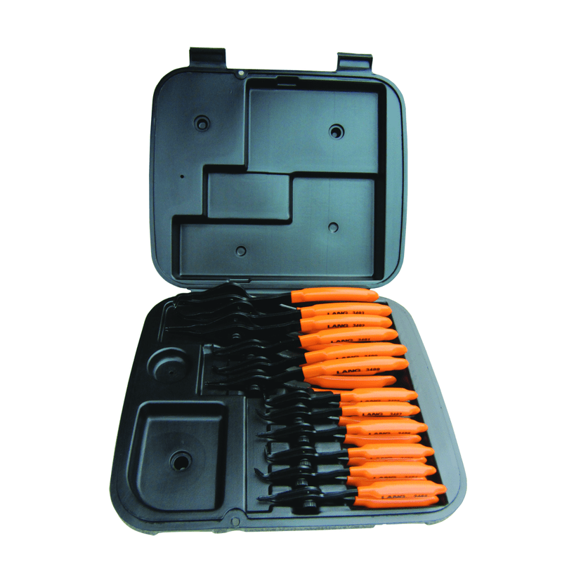 Lang KL403495 12 Pieces Internal/External Retaining Ring Plier Set