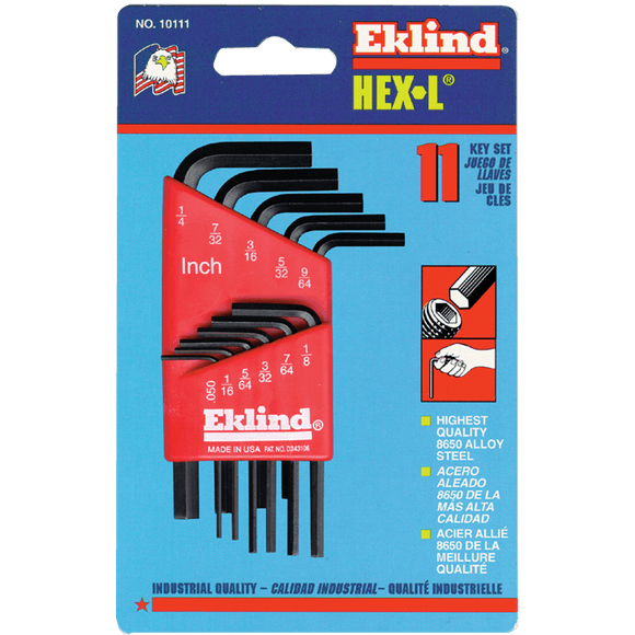 Eklind KM5010111 11 Pieces-0.050"-1/4" Long Arm Style - Hex Key Set