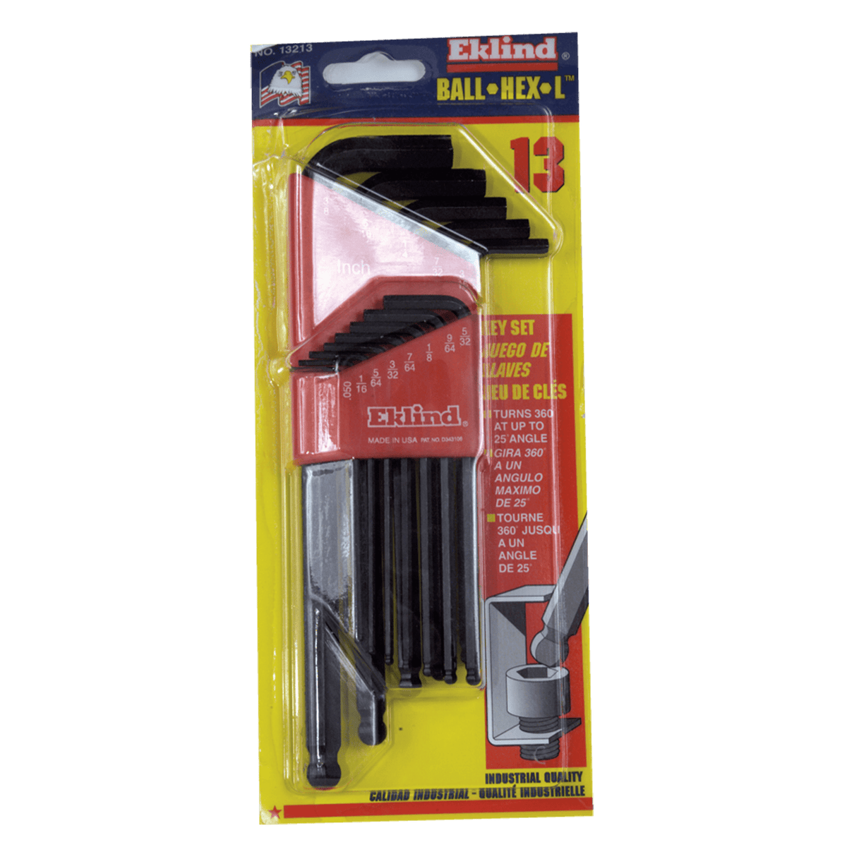 Eklind KM5010211 11 Pieces-0.050"-1/4" Long Arm Style - Hex Key Set