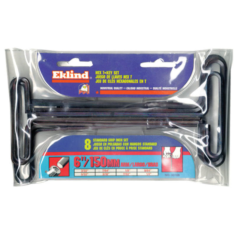 Eklind KM5035195 5 Pieces-2.5 mm-6 mm T-Handle Style-9" Arm-Hex Key Set with Plain Grip