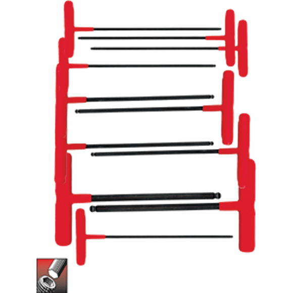 Eklind KM5060811 11 Pieces-5/64"-3/8" T-Handle Style - Ball End Hex Key Set with Cushion Grip