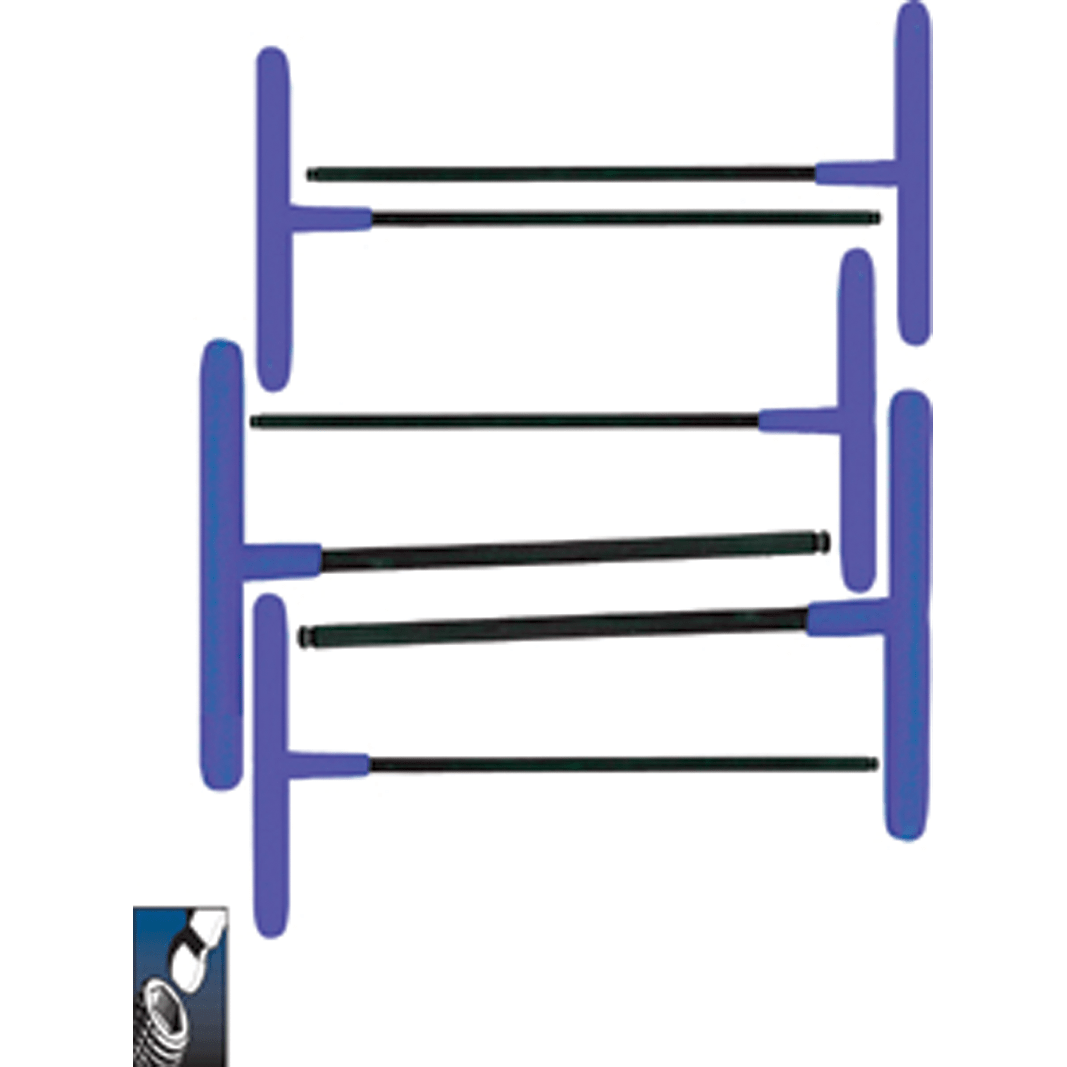 Eklind KM5064806 6 Pieces-2.0-6 mm T-Handle Style - Ball End Hex Key Set with Cushion Grip