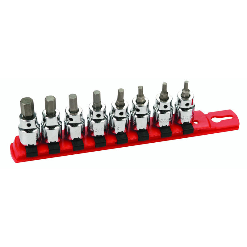 Wiha KN5471392 Hex Inch Socket Set 3/8" Square Drive with 1/4" Replaceable Hex Bit 1/8" - 3/8" On Rail