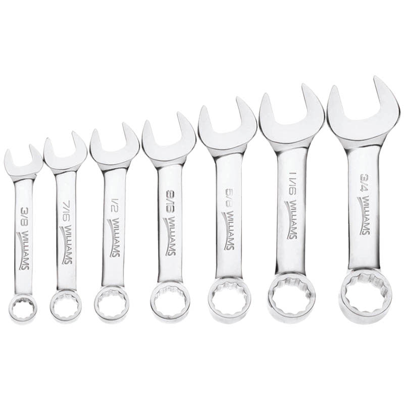 Williams KP3011030 7PC STUBBY COMB WRENCH SET 12PT