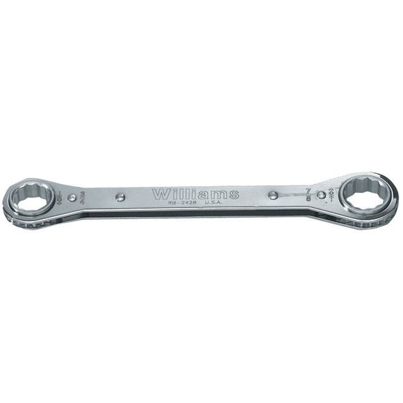 Williams KP30RB2428 3/4 x 7/8'' - 9-1/4'' OAL - Chrome Plated Straight Ratcheting Box Wrench