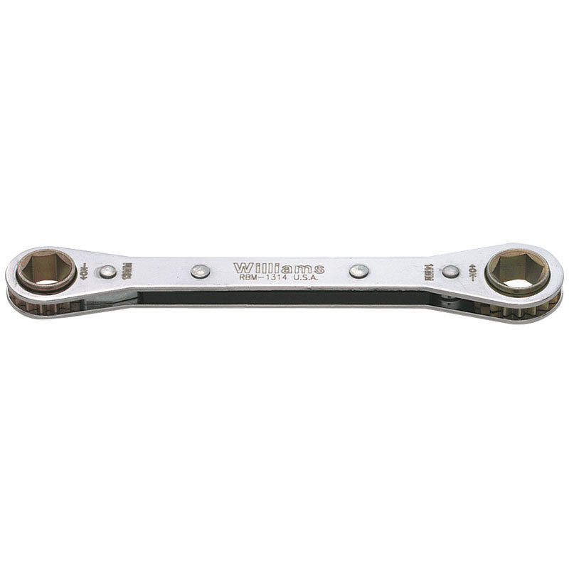 Williams KP30RBM0708 7 x 8mm - 4-1/2'' OAL - Chrome Plated Straight Ratcheting Box Wrench