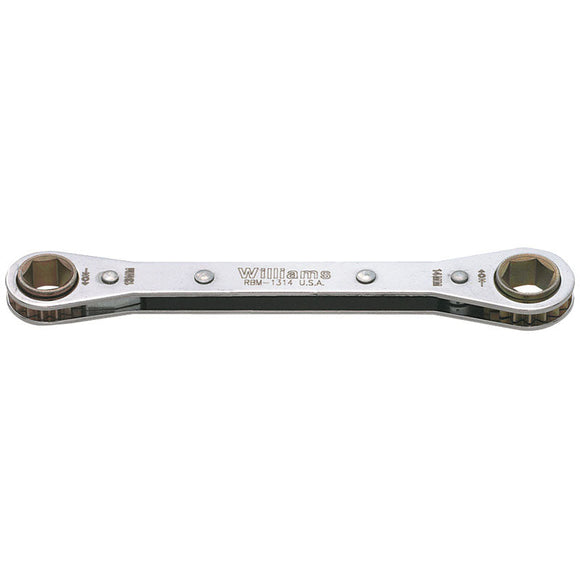 Williams KP30RBM0708 7 x 8mm - 4-1/2'' OAL - Chrome Plated Straight Ratcheting Box Wrench
