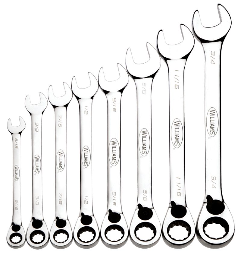 Williams KP30WS1168RC 8PC COMBO RATCHET WRENCH SET