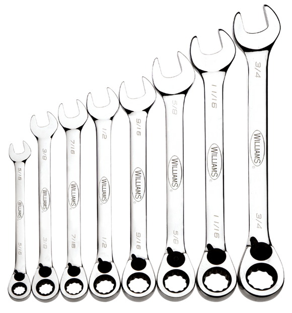 Williams KP30WS1168RC 8PC COMBO RATCHET WRENCH SET