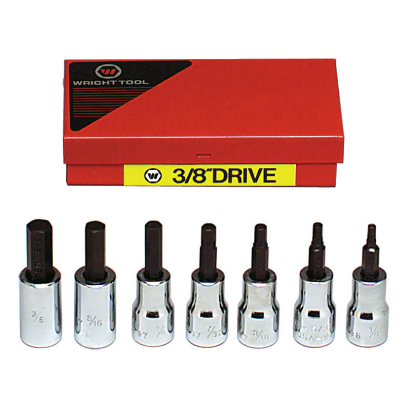 Wright Tool KP50305 7 Piece–1/8", 5/32", 3/16", 7/32", 1/4", 5/16", 3/8"–3/8" Drive - Hex Bit Set