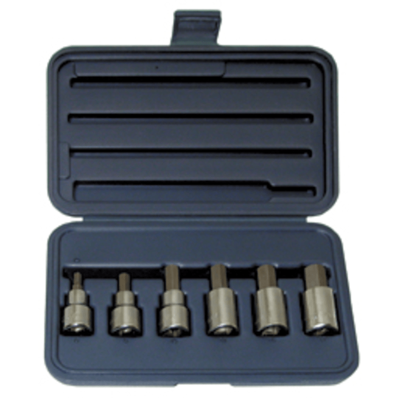 Wright Tool KP50453 6 Piece–6 mm, 8 mm, 10 mm, 12 mm, 14 mm, 17 mm–1/2" Drive - Metric Hex Bit Set