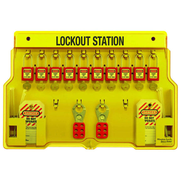 Master Lock KP901483BP410 Padllock Wall Station - 15 1/2" x 22" x 1 3/4" - With (10)