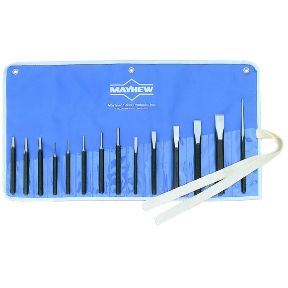 Mayhew KS5014RC 14 Pieces Punch & Chisel Set - Model 14RC; 1/8" to 3/16" Punches, 7/16" to 7/8" Chisels