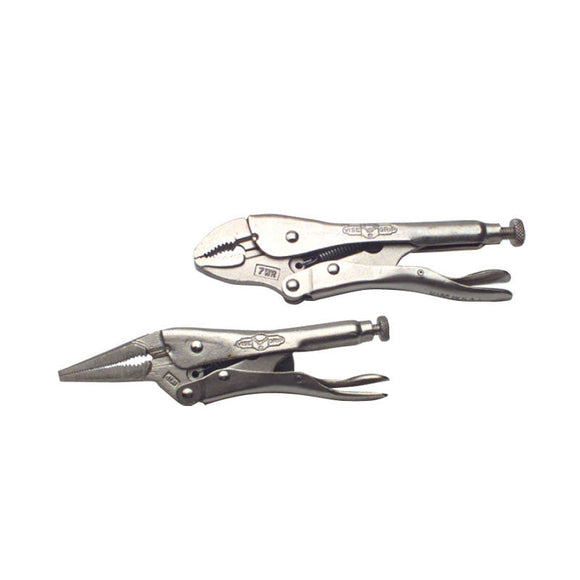 Irwin KX50213H Vise-Grip Locking Plier Set - 2 Pieces Chrome Plated- Includes: 6" Long Nose, 7" Curved Jaw