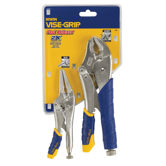 Irwin KX5077T Vise Grip Fast Release Curved Jaw Locking Pliers Set - 2 Pieces - Includes: 10" Curved Jaw & 6" Long Nose