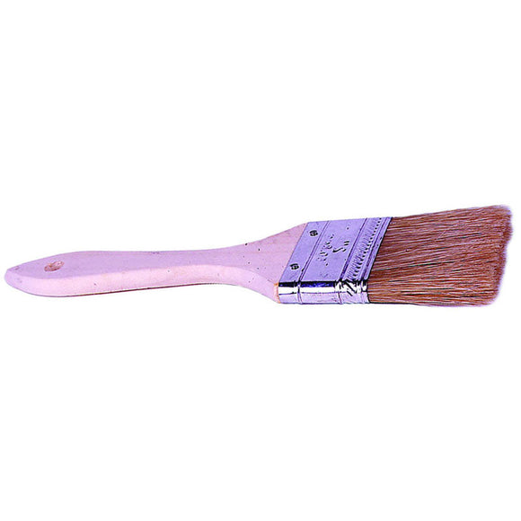 Weiler LD50F3W 1 1/2" - White Bristle Flat Oil & Chip / Wood Handle Industrial Hand Brush