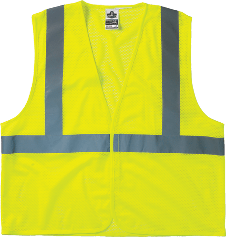 Ergodyne LF658210HLLLXL 8210HL Econo Vest Lime L/ XL Hook & Loop Glowear