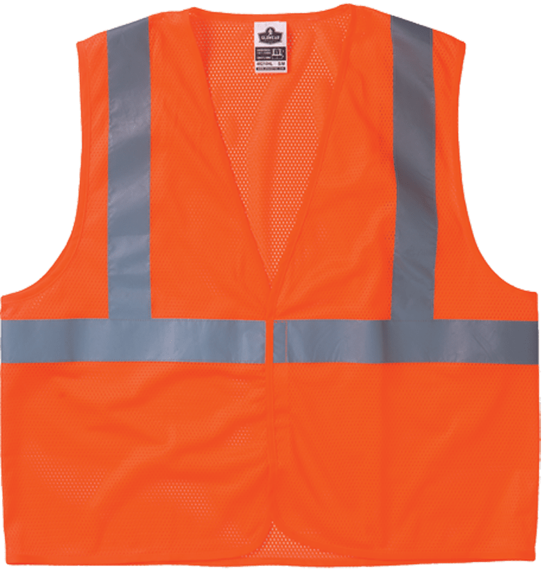 Ergodyne LF658220ZOLXL 8220Z Standard Vest Orange L/ XL Zipper Glowear