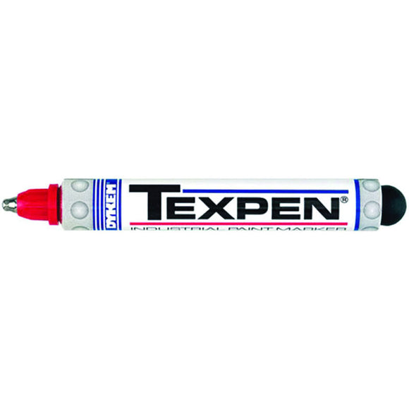 Dykem LL6016023 Texpen Medium Marker - Stainless Steel Ball Tip - Red