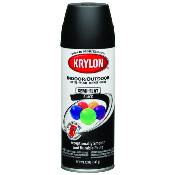 Krylon LP40K1613 16oz Semi Flat Black Paint