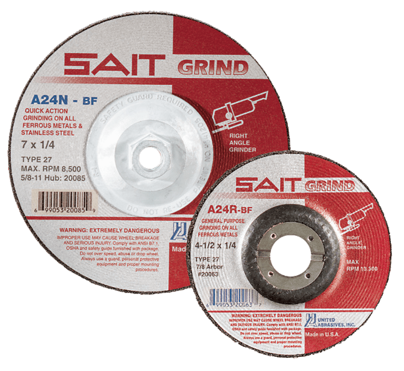 United Abrasives / Sait MG4120013 4" x 1/4" x 5/8" - Aluminum Oxide A24R - Depressed Center Wheel