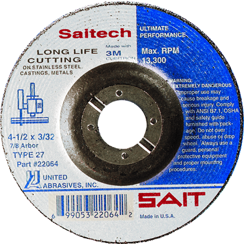 United Abrasives / Sait MG4120014 4" x 1/4" x 5/8" - Ceramic - Depressed Center Wheel