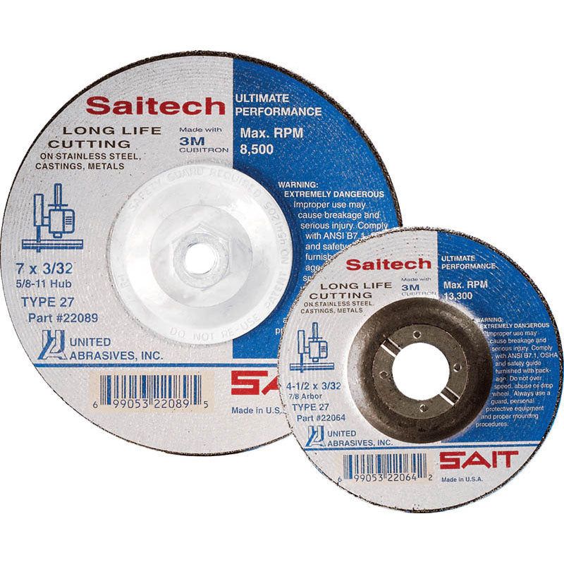 United Abrasives / Sait MG4120074 5" x 1/4" x 7/8" - Ceramic - Depressed Center Wheel