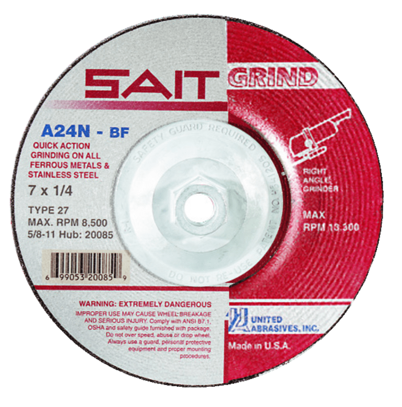 United Abrasives / Sait MG4120280 6" x 1/4" x 7/8" - Aluminum Oxide 24 Grit Type 27 - Cut-Off Wheel