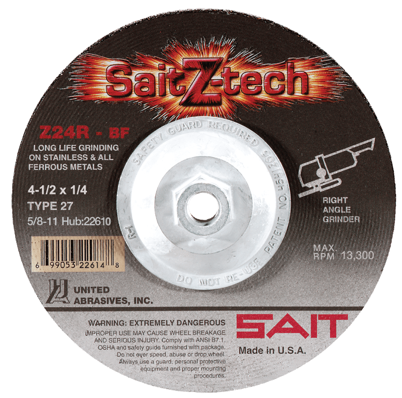 United Abrasives / Sait MG4122634 7" x 1/8" x 5/8"-11 - Zirconium 24 Grit Type 27 - Cut-Off Wheel