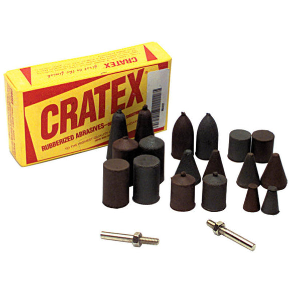 Cratex MG64227 #227 Resin Bonded Rubber Kit - Cone Test - Various Shapes - Equal Assortment Grit