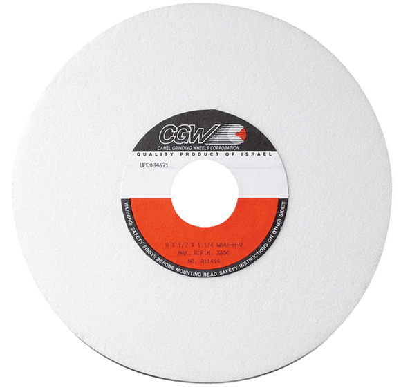CGW MG9034671 8" x 1/2" x 1 1/4" - Aluminum Oxide (WA) / 46H Type 1 - Surface Grinding Wheel