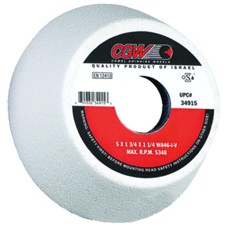 CGW MG9034915 5" x 3-3/4" x 1-3/4" x 1-1/4" - Aluminum Oxide (WA) / 46I Type 11 - Tool & Cutter Grinding Wheel