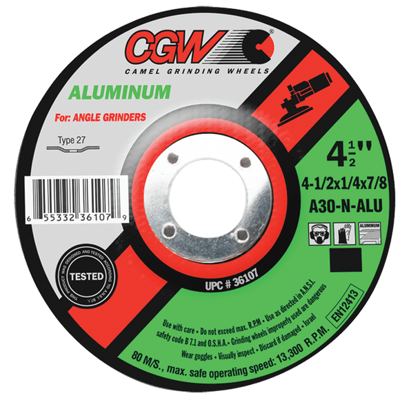 CGW MG9036107 4 1/2" x 1/4" x 7/8" - Aluminum Oxide A30-N-ALU - Depressed Center Wheel