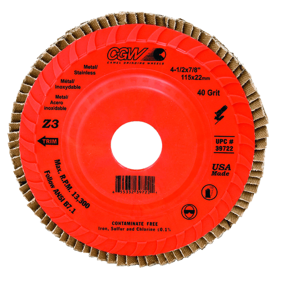 CGW MG9039745 5" x 7/8" Z3-80 Grit - Compact Trimmable Premium Zirconia Z3 Flap Disc