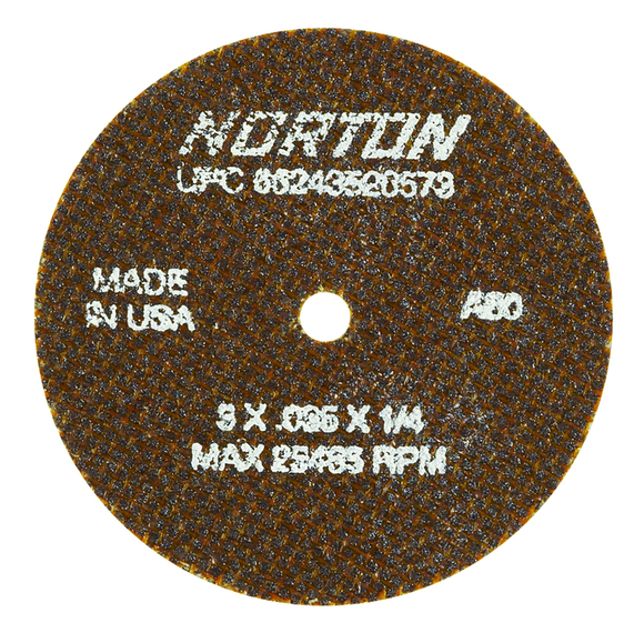 Norton Abrasives MH60030028471 3 x .060 x 1/4" OBNA2 Small Diameter Cut-Off Wheel <=3" 23A 60 O BNA2 Type 01/41