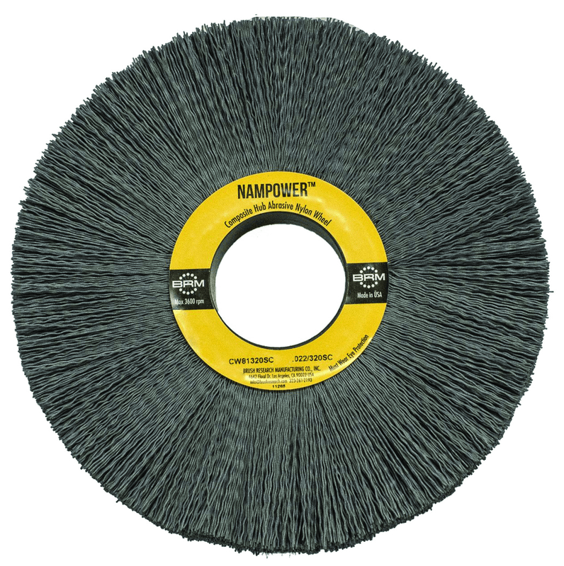 Brush Research MJ73GD6123180SN 6" x 1"-0.035"/180 Grit - Composite Hub Nylon Abrasive Wheel