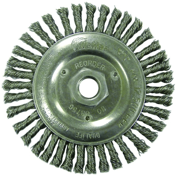 Weiler MK5108756 5" Diameter-5/8"-11 Arbor Hole - Stringer Bead Twist Steel Wire Straight Wheel
