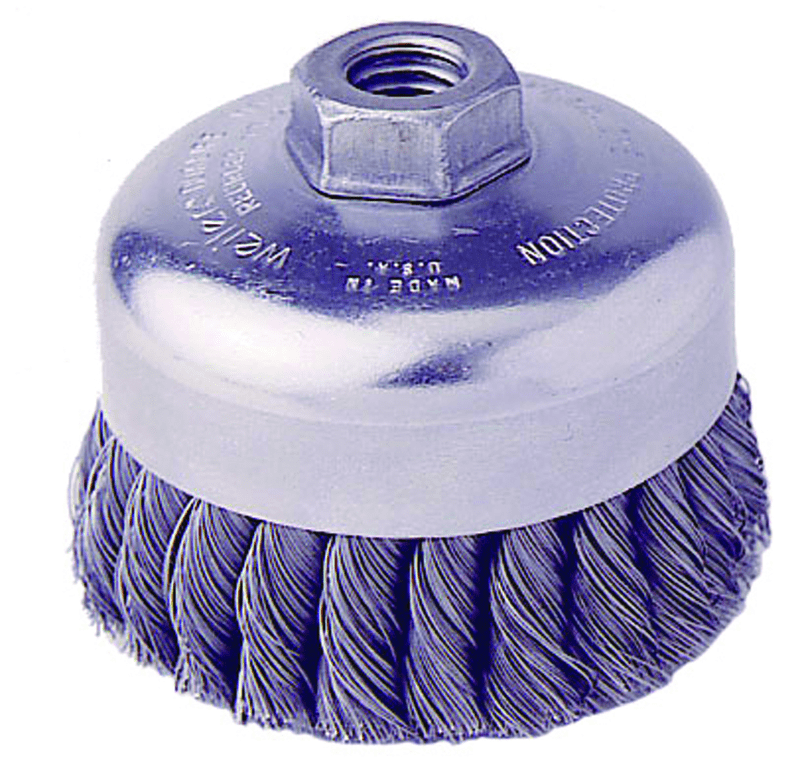 Weiler MK5112776 4" Single Row Wire Cup Brush-0.020" Bronze, 5/8"-11 A.H., - Non-Sparking Wire Wheel