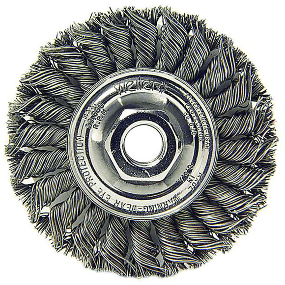 Weiler MK5113113 4" Diameter-5/8"-11 Arbor Hole - Knot Twist Stainless Straight Wheel