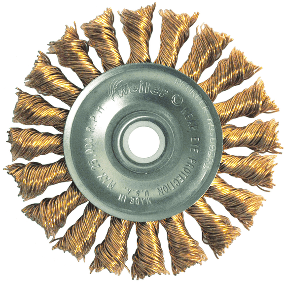 Weiler MK5113121 4" x 5/8"-11-0.020" Wire Size - Bronze Non-Sparking Wire Wheel