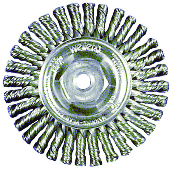 Weiler MK5113125 4" Diameter - MI0 x 1.25 Arbor Hole - Stringer Bead Twist Steel Wire Straight Wheel