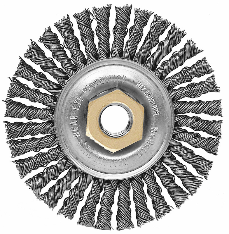 Weiler MK5113131 4" Diameter-5/8"-11 Arbor Hole - Stringer Bead Twist Steel Wire Straight Wheel