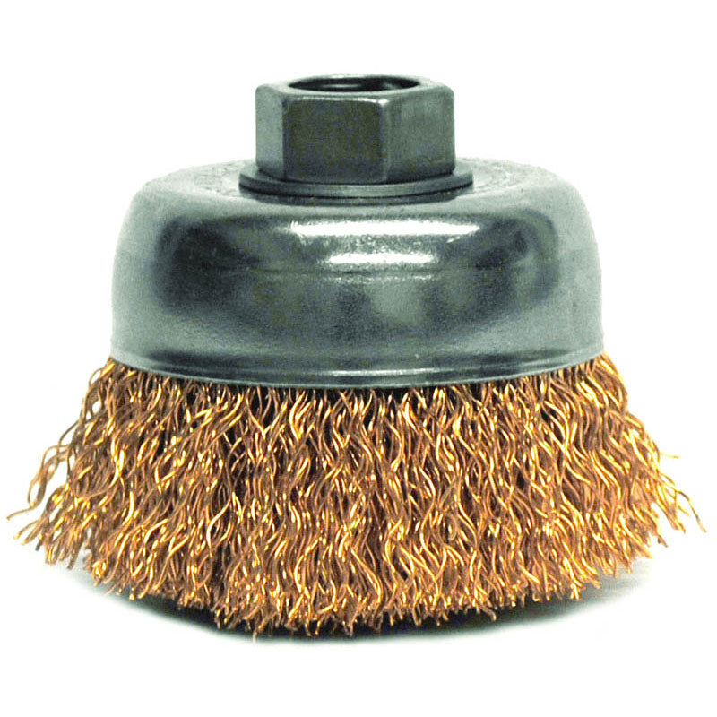Weiler MK5113231 3" Crimped Wire Cup Brush-0.020" Bronze, 5/8"-11 A.H. - Non-Sparking Wire Wheel