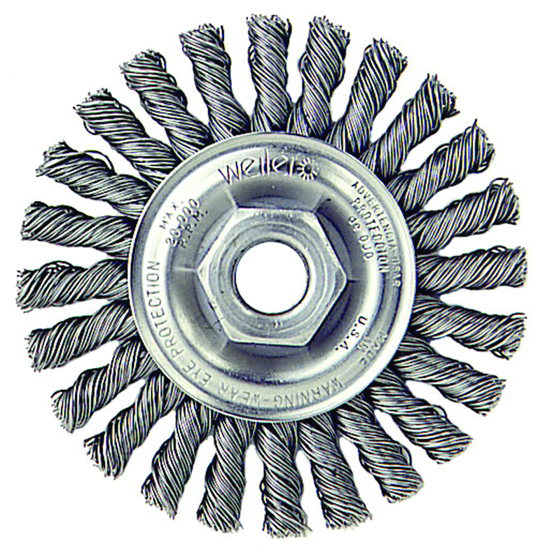 Weiler MK5113261 4" Diameter - M10 x 1.25 Arbor Hole - Knot Cable Twist Steel Wire Straight Wheel