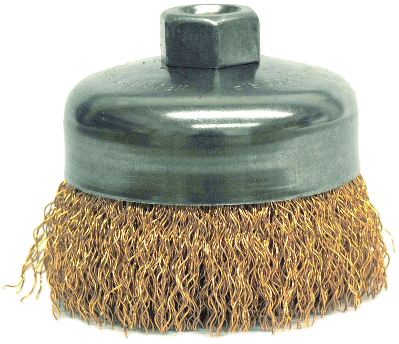 Weiler MK5114616 4" Crimped Wire Cup Brush-0.020" Bronze, 5/8"-11 A.H. - Non-Sparking Wire Wheel