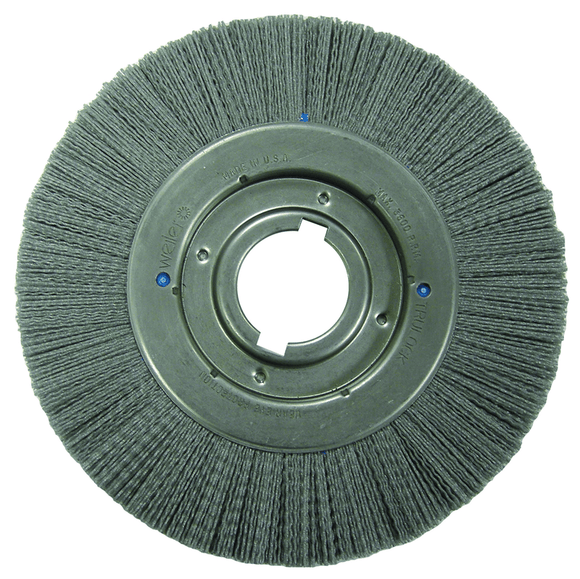 Weiler MK5183716 12" x 1 1/4" x 2" Arbor - Crimped Nylox Filament 180 Grit Straight Wheel