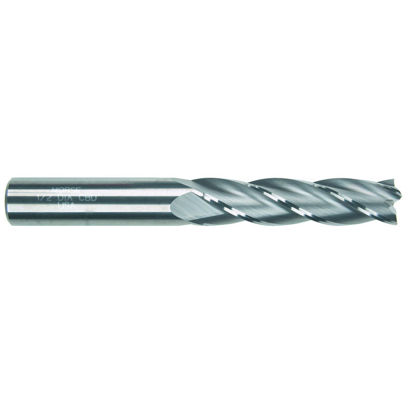 Morse Cutting Tools MT3290875 7/16" x 7/16" x 3" x 6" 4 Flute Single End Carbide Finishing Center Cutting End Mill-TiCN