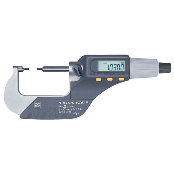 Brown & Sharpe MV4027441 0-1.2" / 0-30 mm Measuring Range-0.00005" / 0.001 mm Resolution - Friction Thimble - Carbide Face - Electronic Spline Micrometer